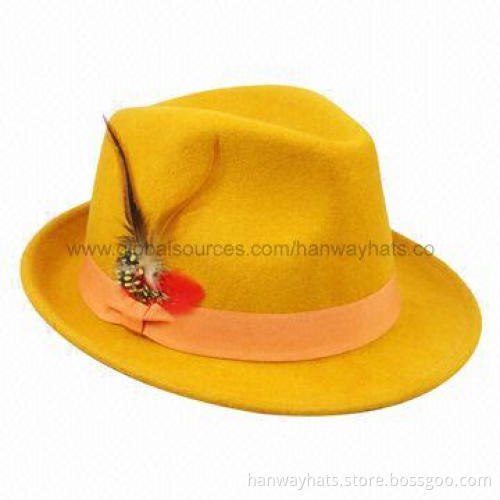 2012 New Style Fashionable Women's Yellow Wool Felt Hat